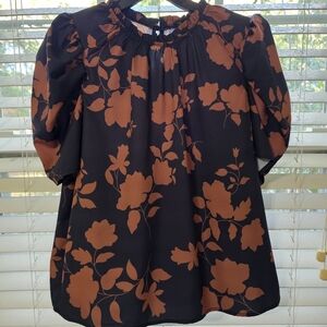 Black and Brown Floral Blouse